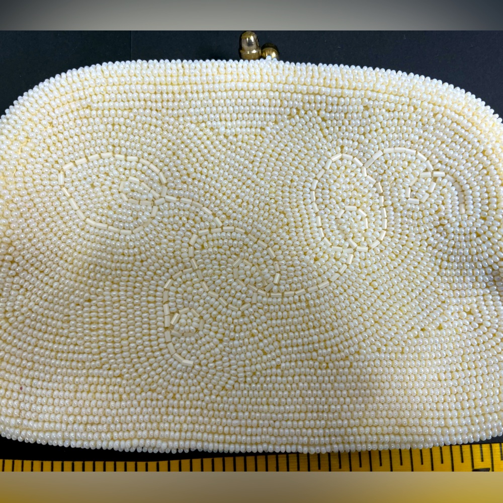 Vintage White beaded clutch